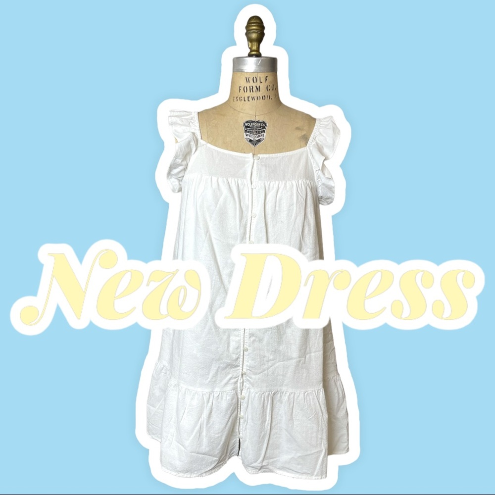 White Flutter Sleeveless Short Dress